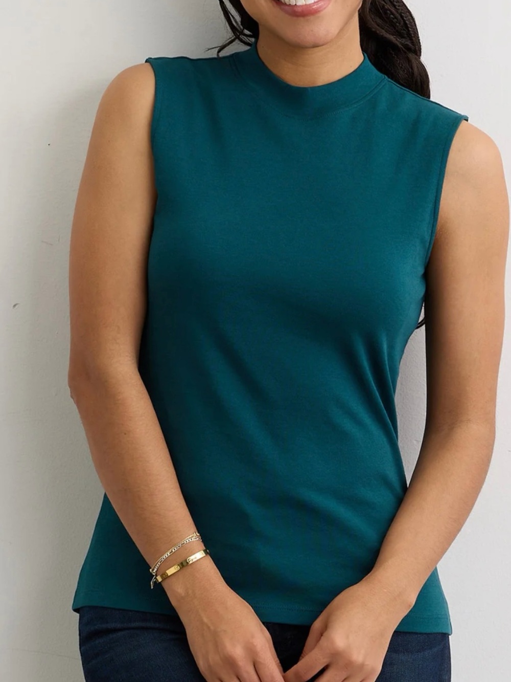 Chicos the Ultimate Tee Mock Neck in Teal Blue